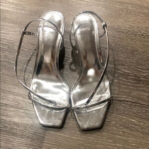 Mango Silver Strappy Heels